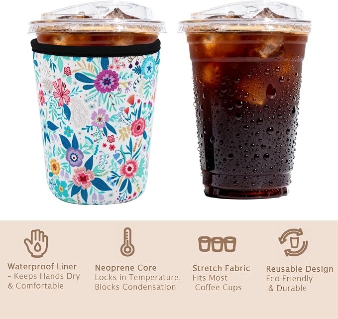 Reusable Insulated Sleeve for Iced Coffee Cup, Coffee Neoprene Sleeve for Cold - Image 6
