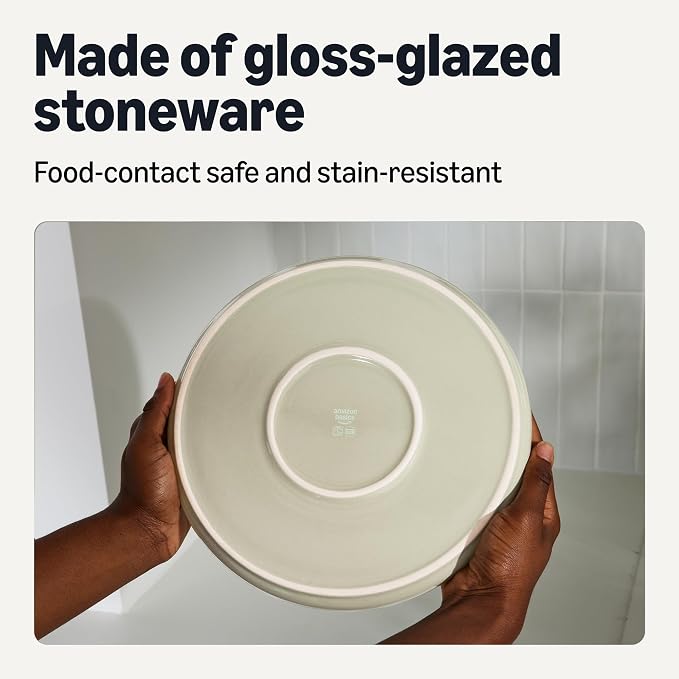 Amazon Basics Glazed Stoneware Appetizer Plates, Ceramic 4-Piece Set, Microwave - Image 3
