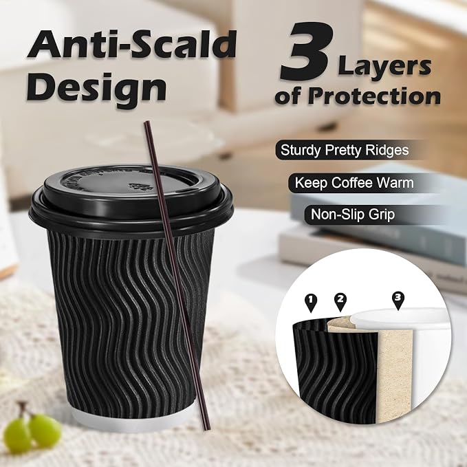 Lamosi 8 oz Disposable Coffee Cups - Image 3