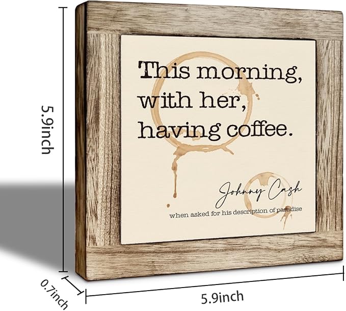 This Morning With Her Having Coffee Wooden Box Sign, Coffee Stains Decor Sign - Image 2