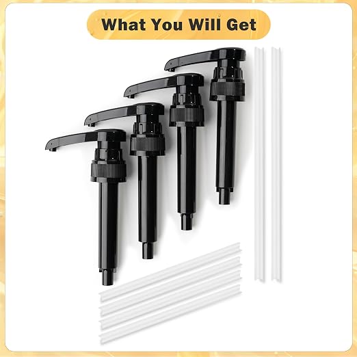 Mini Syrup Pump for 375ml Bottles – Coffee Syrup Dispenser Pumps, 4 Pack Pumps - Image 2