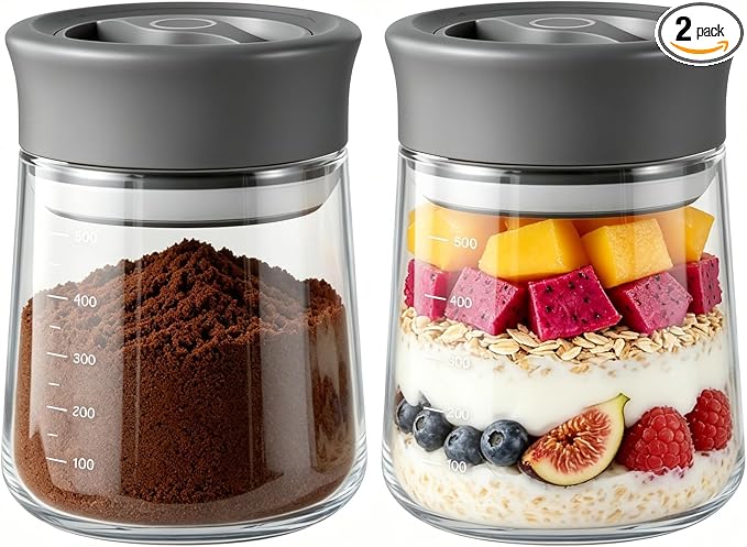 2-Pack Airtight Mason Jar with Silicone Ring, Upgraded Glass Storage Jars with by NUZEAK