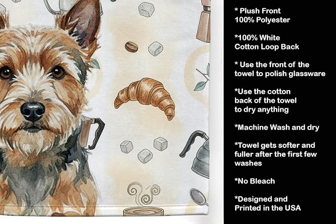 Caroline's Treasures Norwich Terrier Coffee Bar Kitchen Towel Velour Plush - Image 4