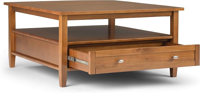 SIMPLIHOME Warm Shaker Square Coffee Table - Image 3