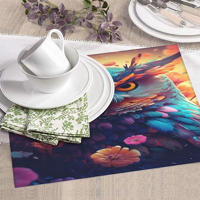 Dish Drying Mat For Kitchen Counter Fast Dry Dish Mat Colorful Owl Flowers by Unknown