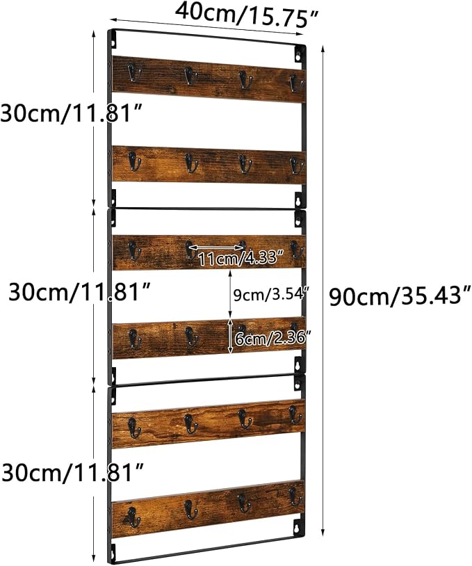 IBUYKE Mug Racks for Wall, 24-Hook Large Coffee Mug Holder Wall Mounted - Image 5