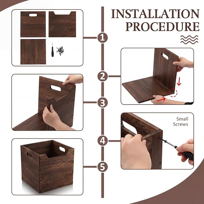 Colingmill 2 Pack Wooden Storage Box Bins Wood Crate - Image 4