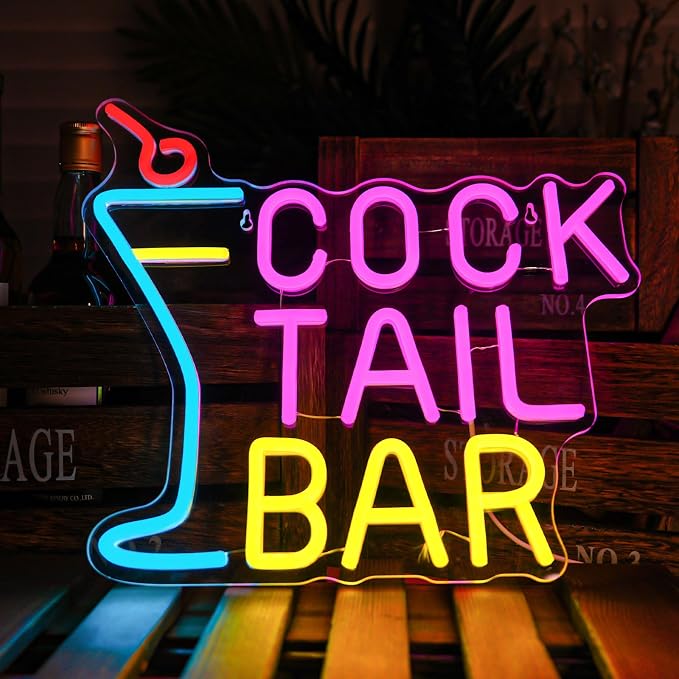 Cooktail Bar Neon Signs for Wall Decor Bar Signs for Home Bar Led Neon Light Up by Lurevia