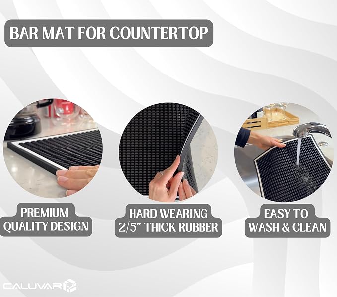 Bar Mat for Countertop White Frame 18 x 12 in, Silicone Coffee Mat and Dirty - Image 3