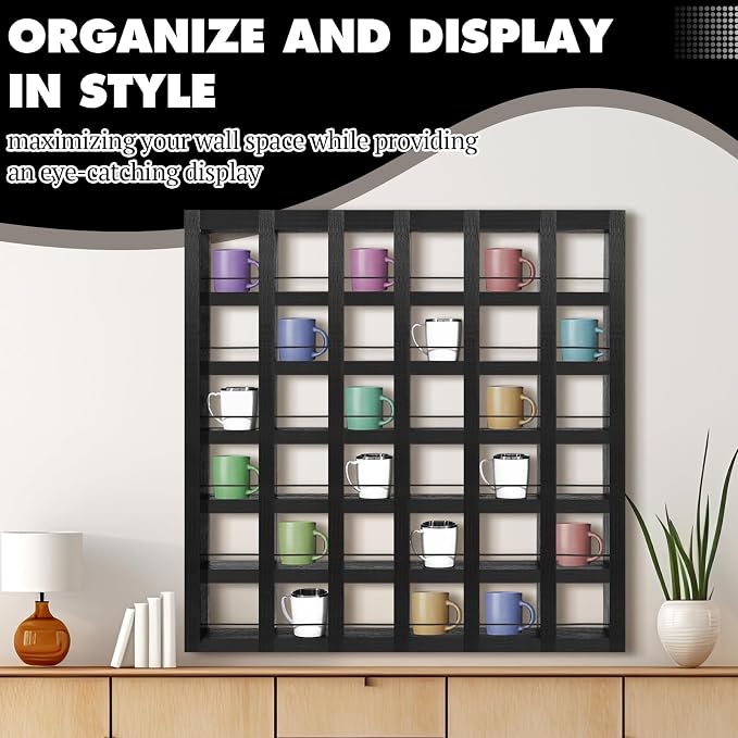 Kigley Oversize Coffee Mug Display Rack Wooden Shelves Rustic Shot Glass - Image 4