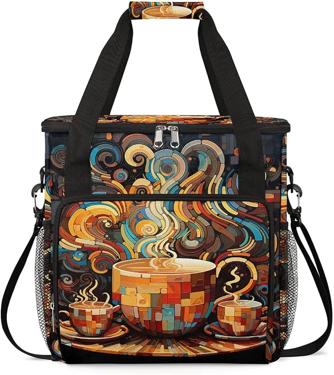 coffee beans cup cartoon Coffee Maker Carring Bag Travel Carrying Storage Tote by CFERSAN