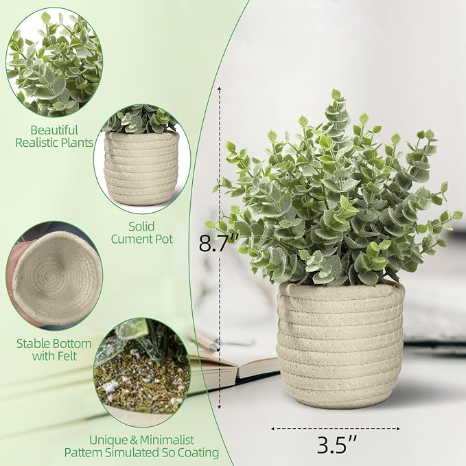Hopewood Faux Plants, Fake Plants Eucalyptus Potted - Image 2