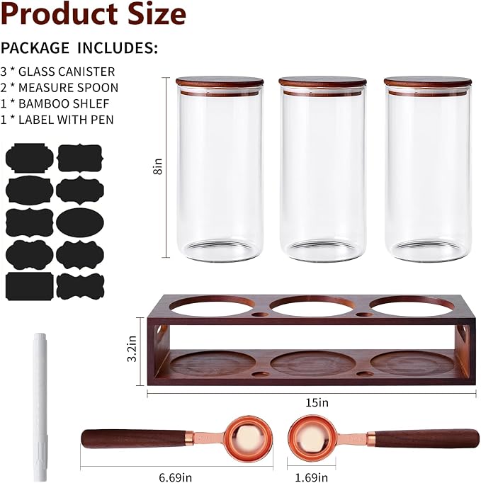 ZOMUIA Glass Coffee Containers Airtight Coffee Bean Storage Canisters - Image 2