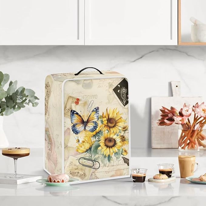 Sunflower Butterfly Coffee Maker Dust Protection Lightweight Kitchen Appliance - Image 3