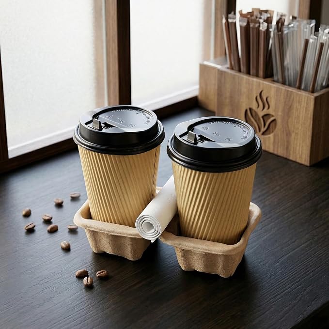 ZOOFOX 100 Pack Disposable Drink Carriers, 2-Cup Perforated Pulp Fiber Cup - Image 8