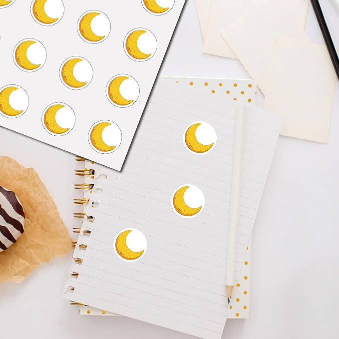 CREATCABIN 128Pcs Moon Stickers Small Round Decal Self-Adhesive Waterproof - Image 4