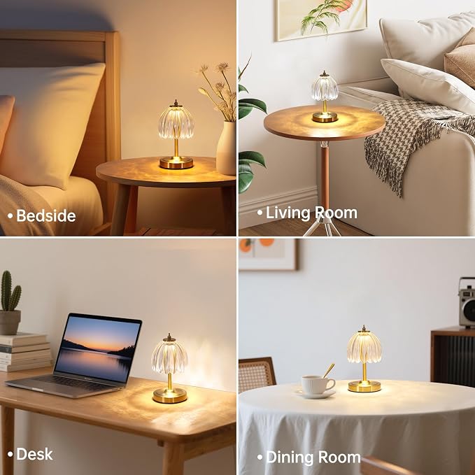 Shenmoyl Tulip Small Table Lamp, 5200mAh Cordless Touch Control Mini Table Lamp - Image 5