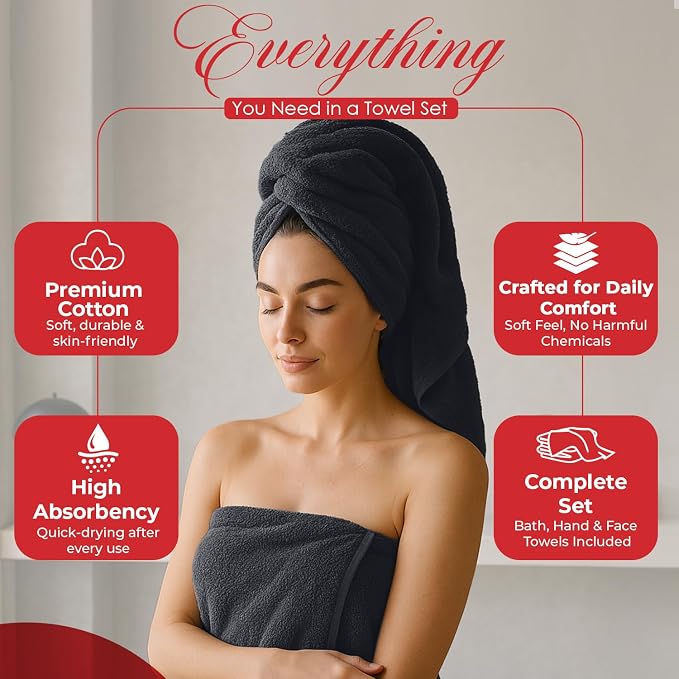 RIVERSIDE 3-Piece Towel Set, 1 Bath Towel, 1 Hand Towel, 1 Washcloth, 550 GSM - Image 3