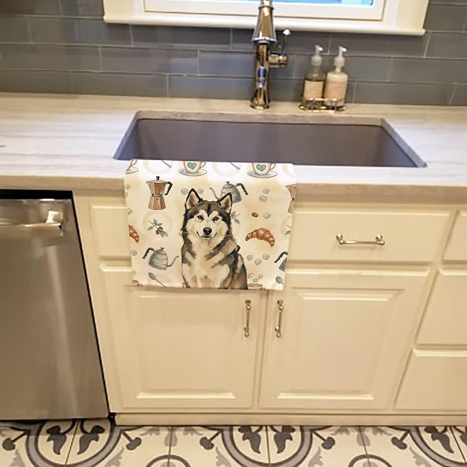 Caroline's Treasures Sable and White Alaskan Malamute Coffee Bar Kitchen Towel - Image 2