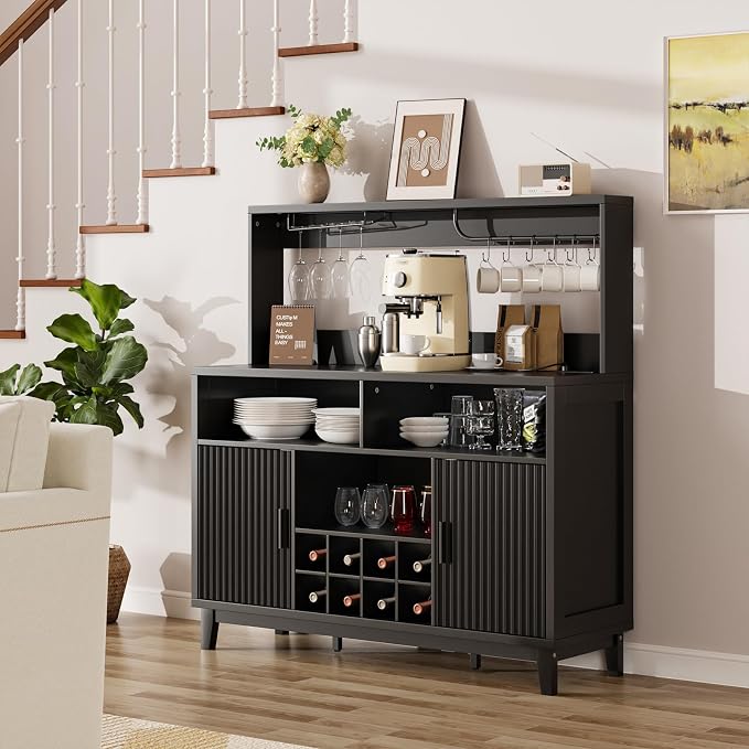 Vabches Fluted Coffee Bar Cabinet - Image 8