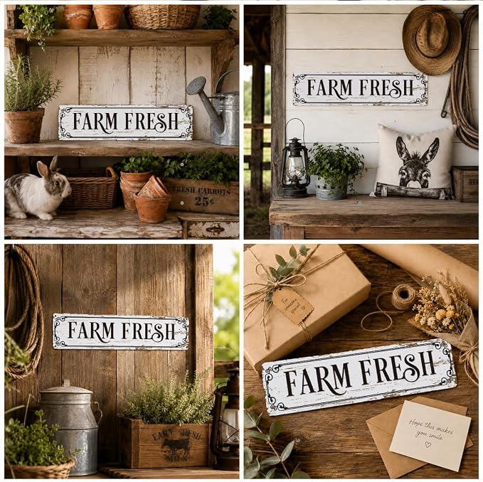 Farm Decor, Farm Fresh Sign, 15.8x4 inches, Chicken Coop Decors, Retro Metal - Image 6