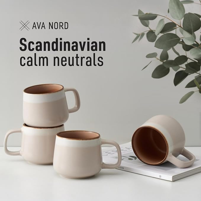 Ava Nord Ceramic Coffee Mugs Set of 4 | 12 oz Stoneware Coffee Cups | Lead-Free - Image 8