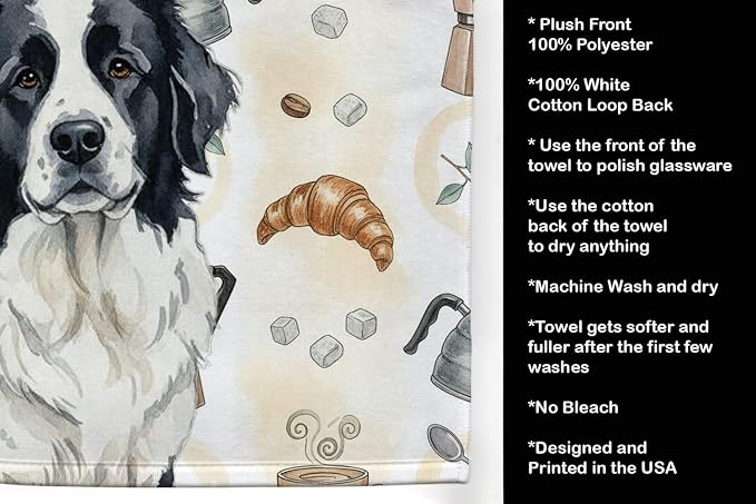Caroline's Treasures Landseer Newfoundland Coffee Bar Kitchen Towel Velour - Image 4