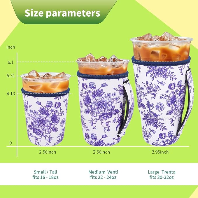 3 Pack Iced Coffee sleeve Insulated Neoprene Cup Sleeves - Image 2