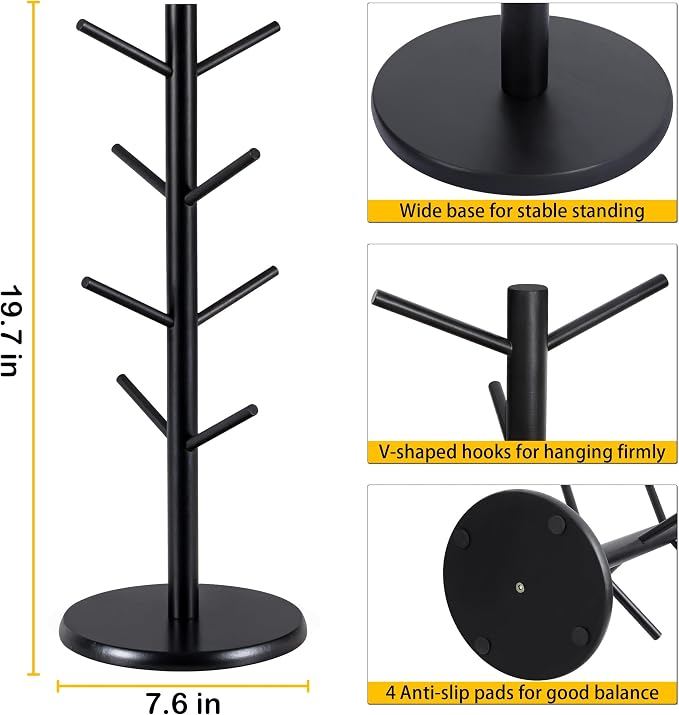 MyLifeUNIT Mug Holder Tree, Wood Mug Hanger Stand - Image 6