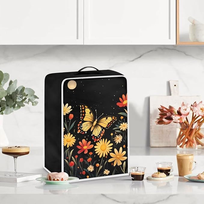Butterfly Flowers Print Coffee Machine Cover - Image 3