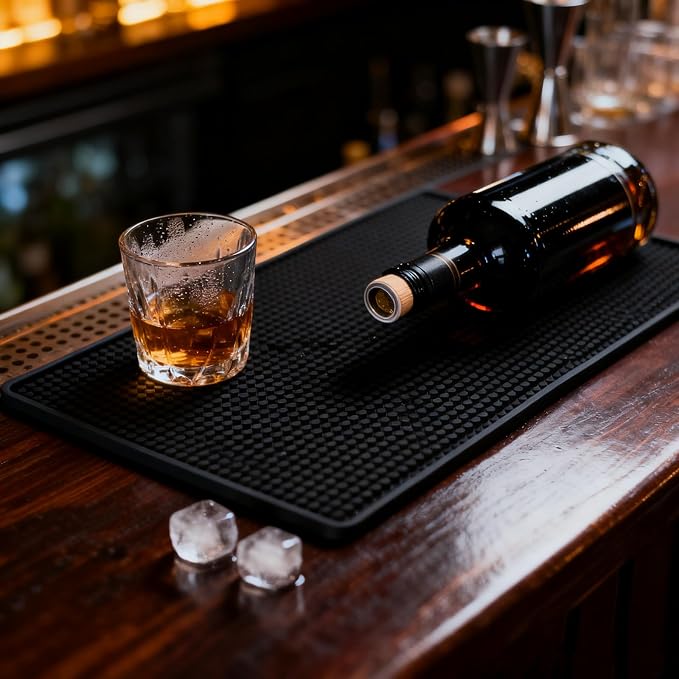 4 Pack 6 x 12 Inch Rubber Bar Service Mat, Coffee Bar Mats - Image 5