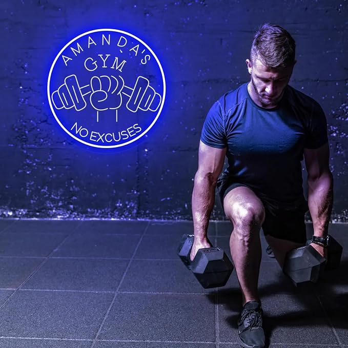 Custom Gym Name Neon Sign Dumbbell LED Neon Light Gym Blue Barbell Neon Light - Image 5