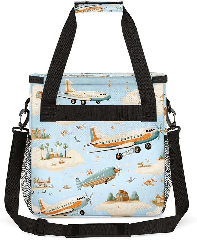 Cute Aircraft Coffee Maker Carring Bag, Large Insulated Storage Organizer Case - Image 5