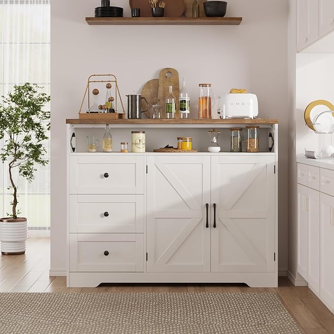 47" Antique White Storage Cabinet - Image 4