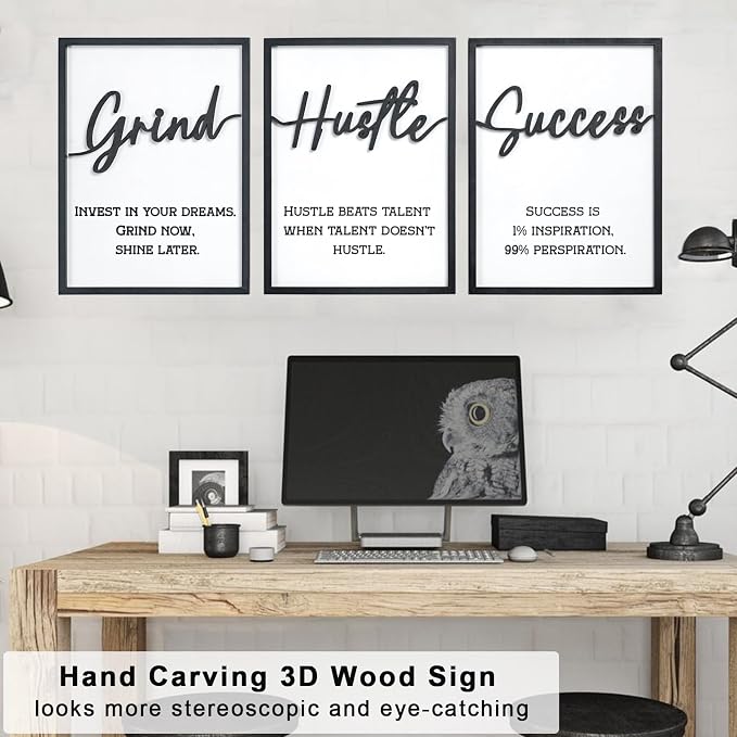 3D Wood Inspirational Office Wall Decor, Positive Quotes Wall Art - Image 3
