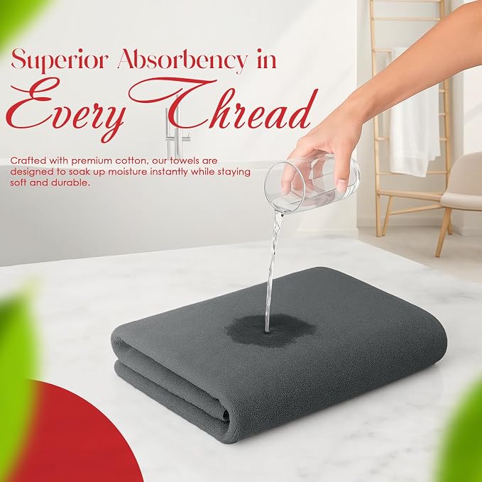 RIVERSIDE 100% Ring-Spun Cotton Bath Towels Set of 4 22 x 44 - Image 4