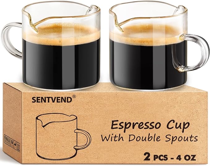 Espresso Cups Set of 2 - 4 Oz Espresso Shot Glass by SENTVEND