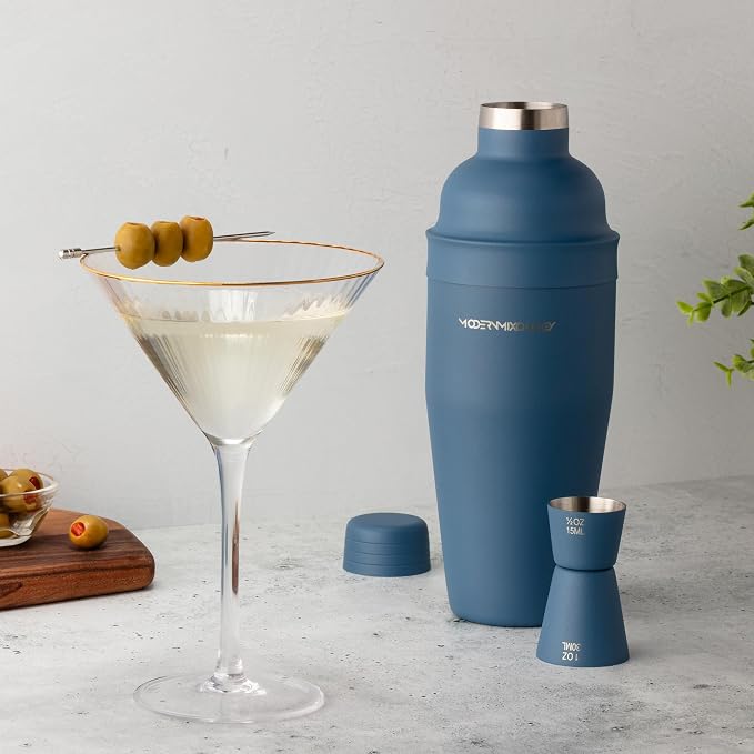 Modern Mixology 24oz Matte Blue Cocktail Shaker Set – Bartender Essentials - Image 6