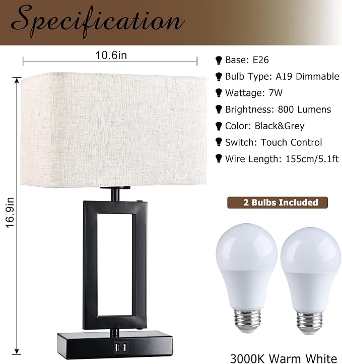 Lamps Set of 2 Touch Control Table Lamps - Image 2