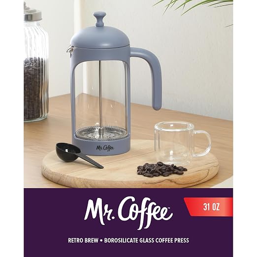 Mr. Coffee Retro Brew French Press Coffee Maker, 31-Ounce Glass Carafe - Image 2