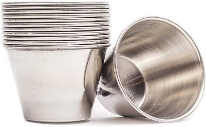 Ramekins Stainless Steel Condiment Sauce Cups, Metal Ramekins, Commercial Grade by EHOMEA2Z