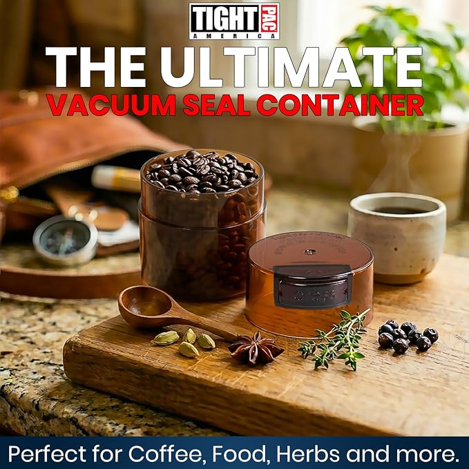 TIGHTPAC MINIVAC Portable Vacuum Seal Airtight Container – Keeps Coffee Beans - Image 2
