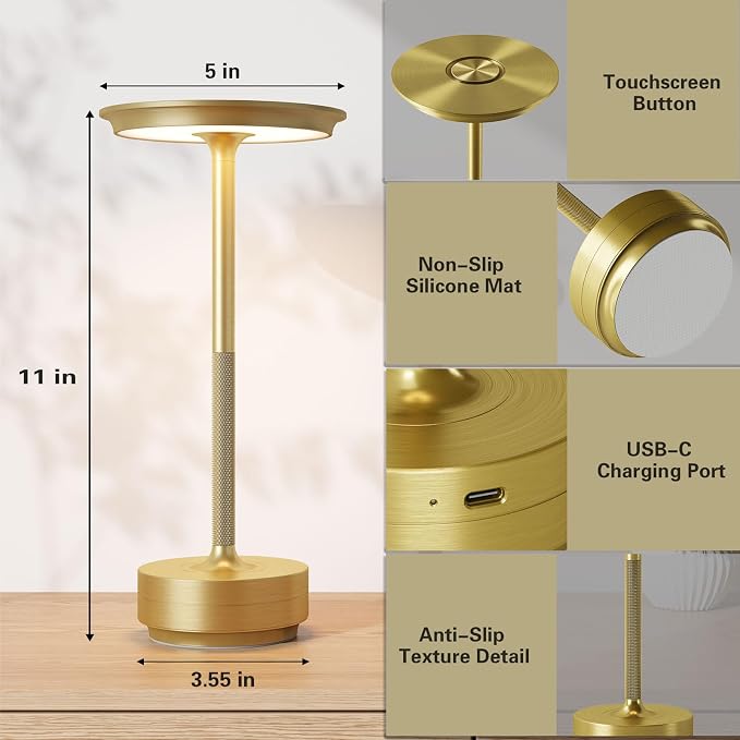 Cordless Rechargeable Table Lamp, LED Portable Touch Battery Table Lights - Image 3