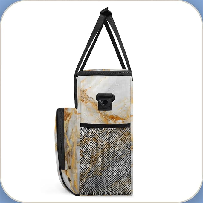Golden Marble Coffee Maker Carring Bag, Large Insulated Storage Organizer Case - Image 4