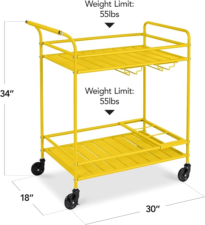 Best Choice Products Rolling Bar Cart, Mobile Home Bar Serving Cart, Serving - Image 2