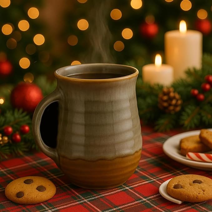 Hand Warmer Mug, Handmade Pottery Ceramic and Hand Painted - Image 8