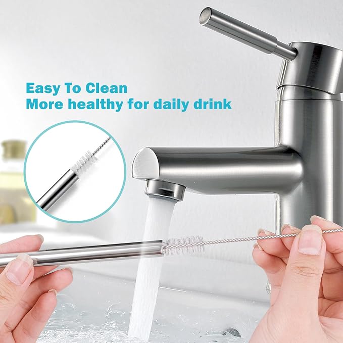LUCKINEE 6pc Stainless Steel Straws Reusable - Image 7