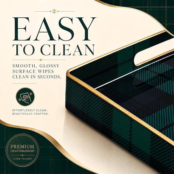 Nuanchu Tartan Tray Decorative Square Serving Tray - Image 3