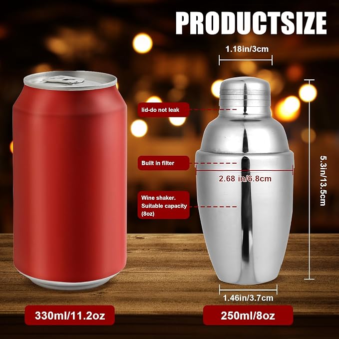 6PCS Mini Cocktail Shaker, Drink Shakers Cocktail, Stainless Mini Martini Shaker - Image 2