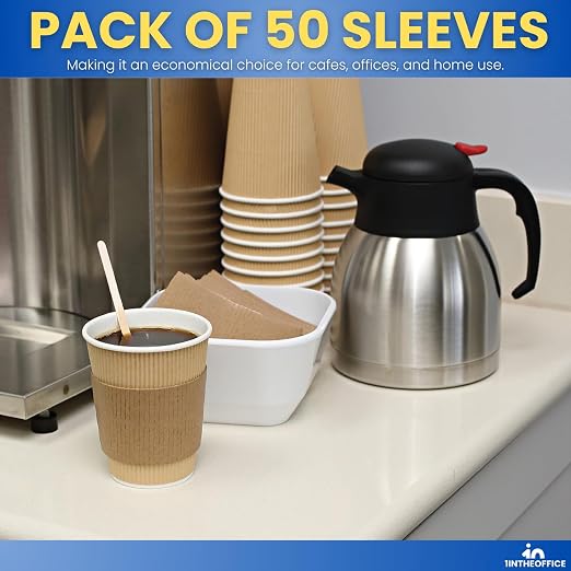1InTheOffice Coffee Cup Sleeves, Corrugated Coffee Sleeves - Image 6